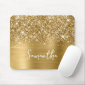 Glitterige Gouden Glam Naam Muismat (Met muis)