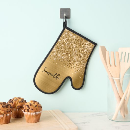 Glitterige Gouden Glam Naam Ovenwant (Insitu(Ophanging))