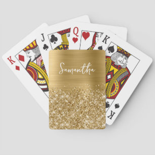 Glitterige Gouden Glam Naam Pokerkaarten