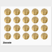 Glitterige Gouden Glam Naam Ronde Sticker (Vel)