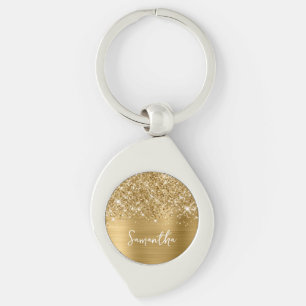 Glitterige Gouden Glam Naam Sleutelhanger