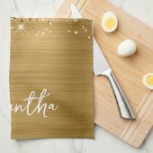 Glitterige Gouden Glam Naam Theedoek (Quarter Fold)