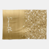 Glitterige Gouden Glam Naam Theedoek (Horizontaal)