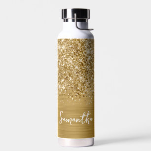 Glitterige Gouden Glam Naam Waterfles