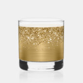 Glitterige Gouden Glam Naam Whisky Glas (Links)