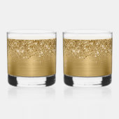 Glitterige Gouden Glam Naam Whisky Glas (Links)