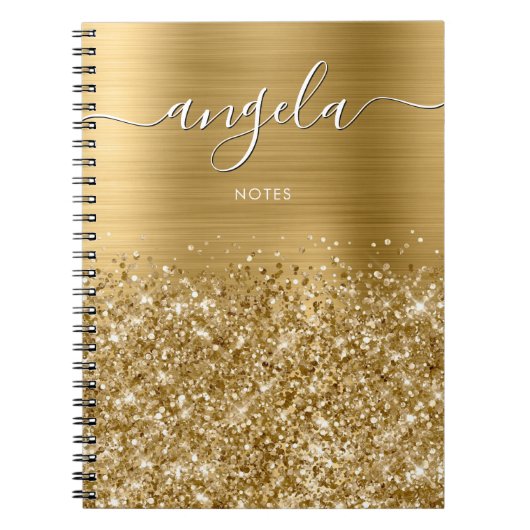 Glitterige Gouden Glam Notities Notitieboek (Voorkant)