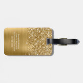 Glitterige Gouden Glam Script Naam Bagagelabel (Achterkant horizontaal)