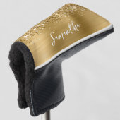 Glitterige Gouden Glam Script Naam Golfheadcover (3/4 voorkant)