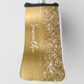 Glitterige Gouden Glam Script Naam Golfheadcover (Draai 90)