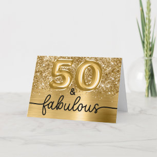 Glitterige Gouden Glamour 50 en Fabulous Kaart