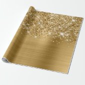 Glitterige Gouden Glamour Cadeaupapier (Uitgerold)