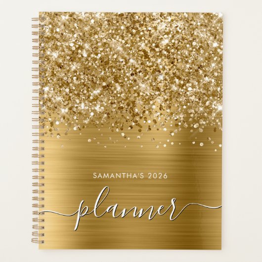 Glitterige Gouden Glamour Planner (Voorkant)