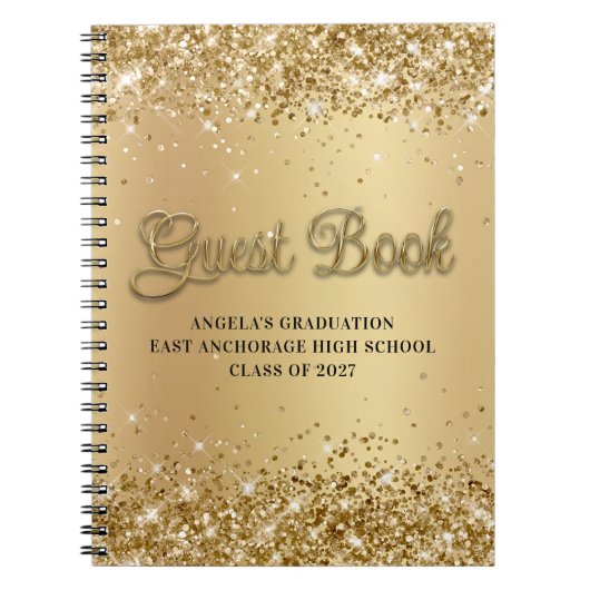 Glitterige Gouden Gradiënt School Afstudeerfeest G Notitieboek (Voorkant)
