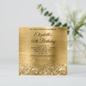 Glitterige Gouden Metallic 50e Verjaardag Kaart (Staand voorkant)