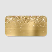 Glitterige Gouden Metallic Blanco Naamplaatje (Voorkant)