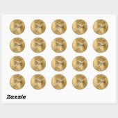 Glitterige Gouden Metallic Fantasie Monogram Ronde Sticker (Vel)