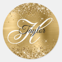 Glitterige Gouden Metallic Fantasie Monogram