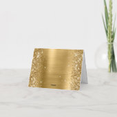 Glitterige Gouden Metallic Folie Fancy Monogram Kaart (Achterkant)