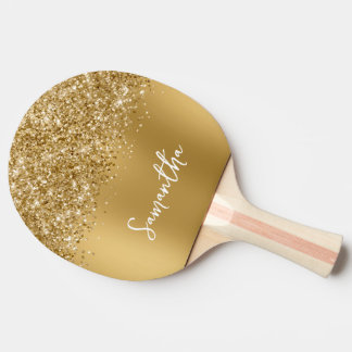 Glitterige Gouden Ombre Vervaging Naam Tafeltennisbatje