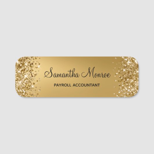 Glitterige Gouden Ombre Vervaging Naamplaatje (Voorkant)