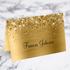 Glitterige Gouden Persoonlijke Naambordjes Kaart