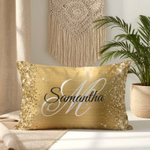 Glitterige Gouden Satijn Folie Monogram