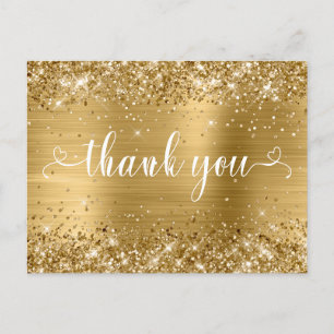 Glitterige Gouden Sweet 16 Harten Bedankt Briefkaart