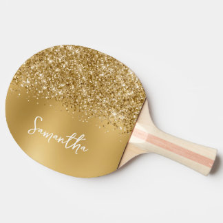 Glitterige Gouden Vervaagde Naam Tafeltennisbatje