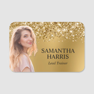 Glitterige Gouden Vervaging Uitknip Foto Naamplaatje