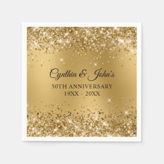 Glitterige Gouden Waas 50ste Verjaardag Servet