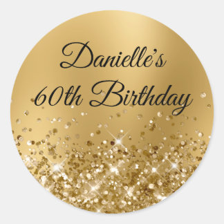 Glitterige Gouden Waas 60e Verjaardag Ronde Sticker