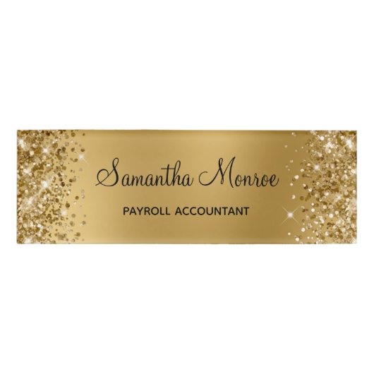 Glitterige Gouden Waas Naambadge (Voorkant)
