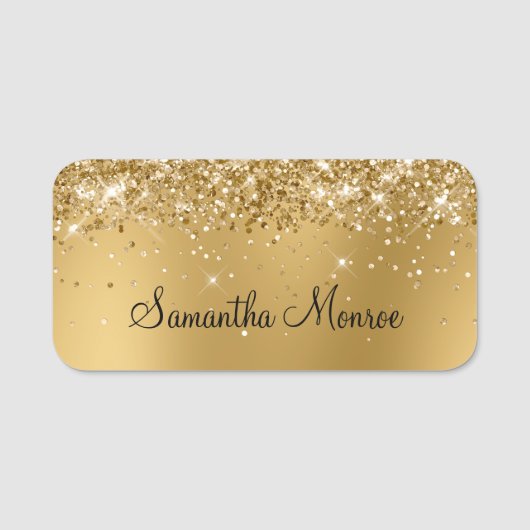 Glitterige Gouden Waas Naamplaatje (Voorkant)