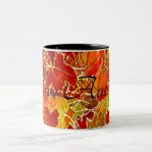 Glitterige Herfst/herfst bladeren Tweekleurige Koffiemok (Center)