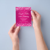 Glitterige hete roze framboos ombre fancy monogram flyer (Hand)