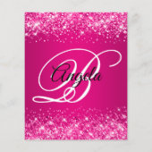 Glitterige hete roze framboos ombre fancy monogram flyer (Achterkant)