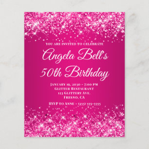 Glitterige hete roze framboos ombre fancy monogram flyer