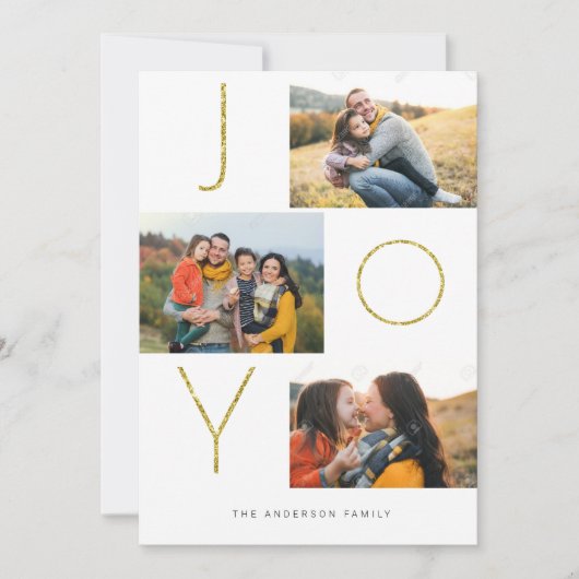 Glitterige JOY 4 Afbeelding Feestdagenkaart (Voorkant)