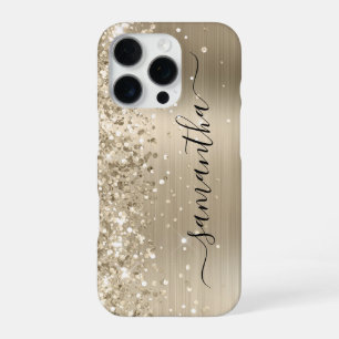 Glitterige Licht Gouden Metallic Meisjesachtige Ha iPhone 16 Pro Hoesje