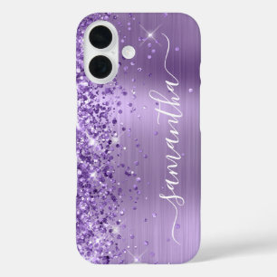 Glitterige Licht Paarse Glam Meisjesachtige Handte iPhone 16 Hoesje