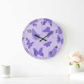 Glitterige Lila Butterflies Grote Klok (Huis)
