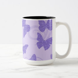 Glitterige Lila vlinders Tweekleurige Koffiemok