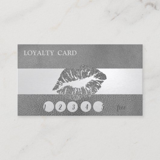 Glitterige Lip Loyalty Card,Leer Look (Voorkant)