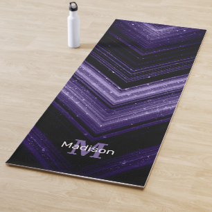 Glitterige metaal neon paarse zwarte chevron Monog Yogamat