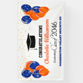 Glitterige Oranje en blauwe Afstuderen banner (Verticaal)