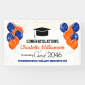 Glitterige Oranje en blauwe Afstuderen banner (Horizontaal)