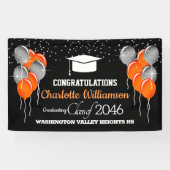 Glitterige Oranje en zwarte Afstuderen banner (Horizontaal)