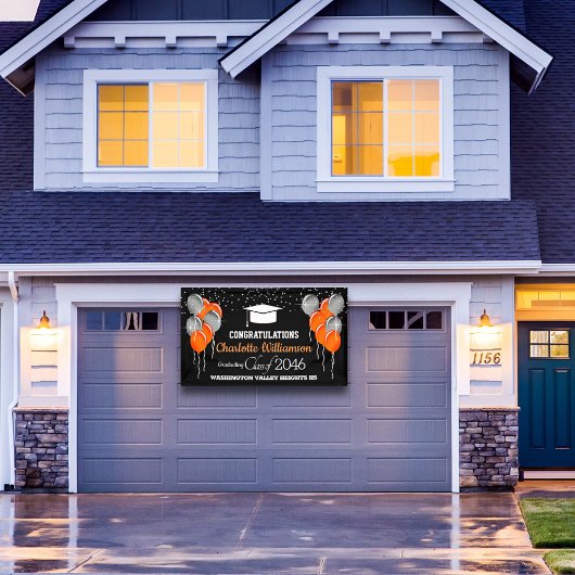 Glitterige Oranje en zwarte Afstuderen banner