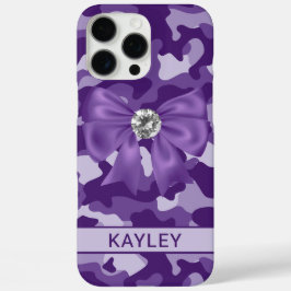 Glitterige Paarse Camouflage Gepersonaliseerd iPhone 16 Pro Max Hoesje